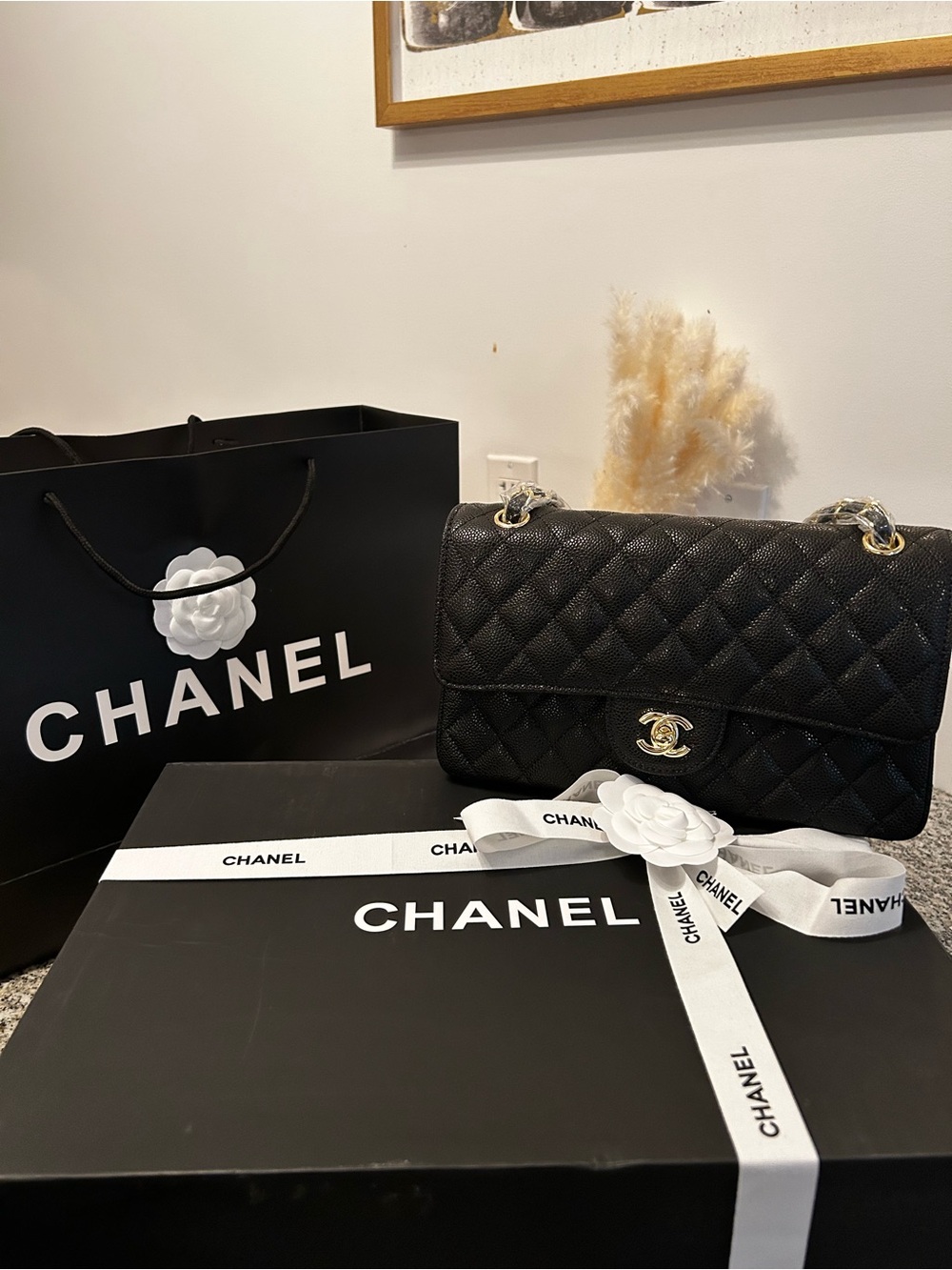 Chanel Classic Medium Double Flap Bag – Black Caviar Leather & Gold Hardware